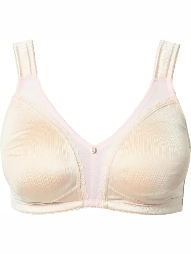 Ulla Popken Dames - Minimizer-beha satijn kant zonder beugel - Champagne