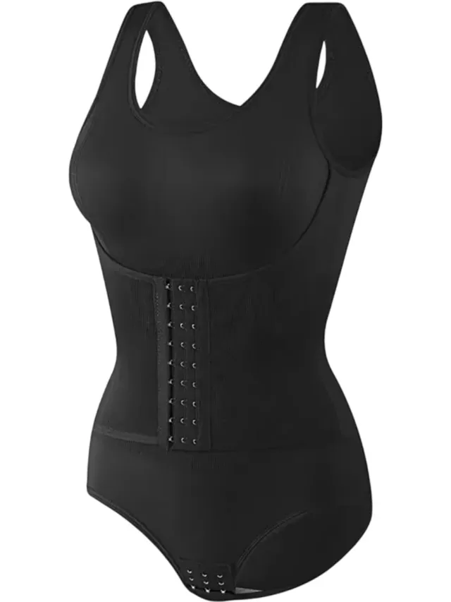 rimmo Dames Bodysuit Shapewear met Rits – Corrigerende Body, Buikcorrectie, Corrigerend Ondergoed, Slankmakend Corset, Figuurcorrigerend, Naadloze Shapewear - Zwart