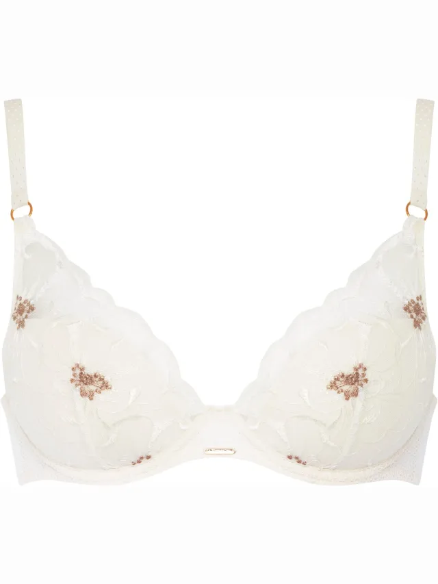 ESOTIQ Chantelle Fleurs - Plungebeha - Crèmekleurig - 65F - Geborduurd kant