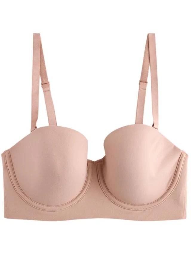 Next Dames - Superzachte Ultimate Comfort strapless DD+ beha met geborstelde cups - Huidkleur Praline Nude