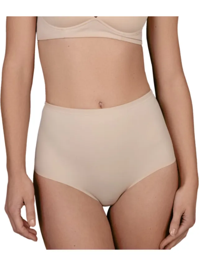 Bye Bra corrigerende slip met middelhoge taille, lasergesneden randen, siliconen bandjes, shapewear voor dames, corrigerende slip met middelhoge taille, corrigerende collectie, beige