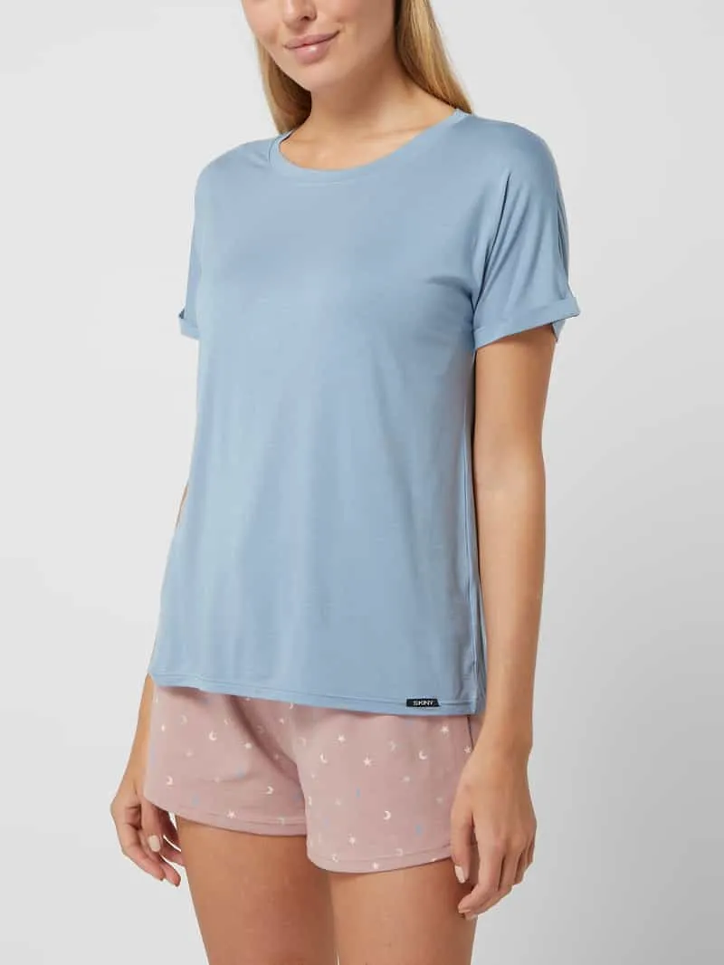 SKINY T-shirt van een mix van viscose en elastaan, model 'Every Night In' blauw, foto 3