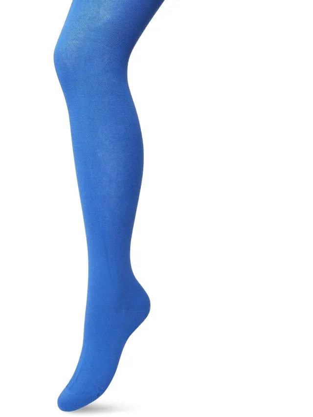 Bonnie Doon Biologisch Katoenen Maillot Dames Blauw maat 40/42 L - Uitstekende pasvorm - Gladde Naden - OEKO-TEX gecertificeerd - Bio Cotton Tights - Duurzaam en Huidvriendelijk Bio Katoen - Fel Blauw - Strong Blue - BP051900.366
