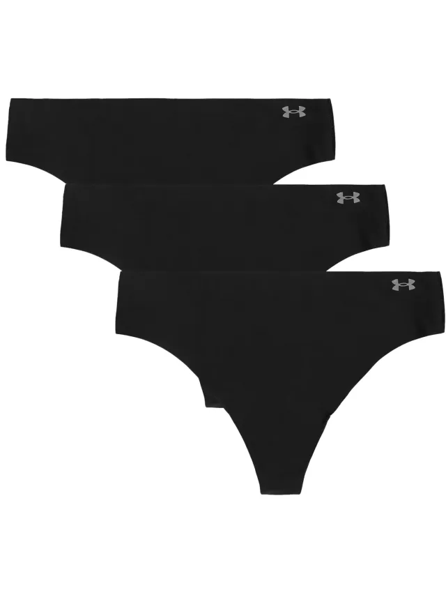 Under Armour Ua Pure Stretch No Show Thong -Solid 3Pk String Zwart