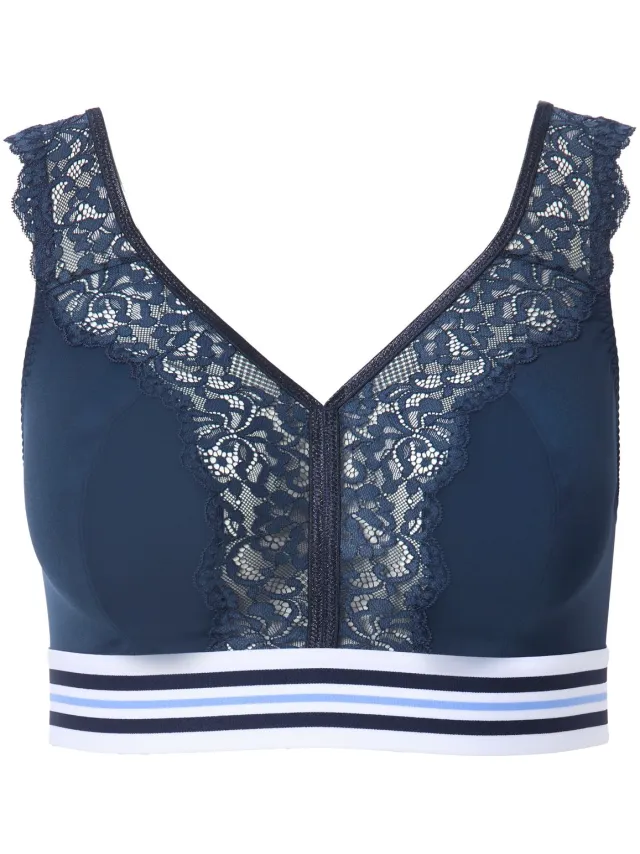 Ulla Popken Dames - Minimizer bralette kant zonder beugels - Nachtblauw