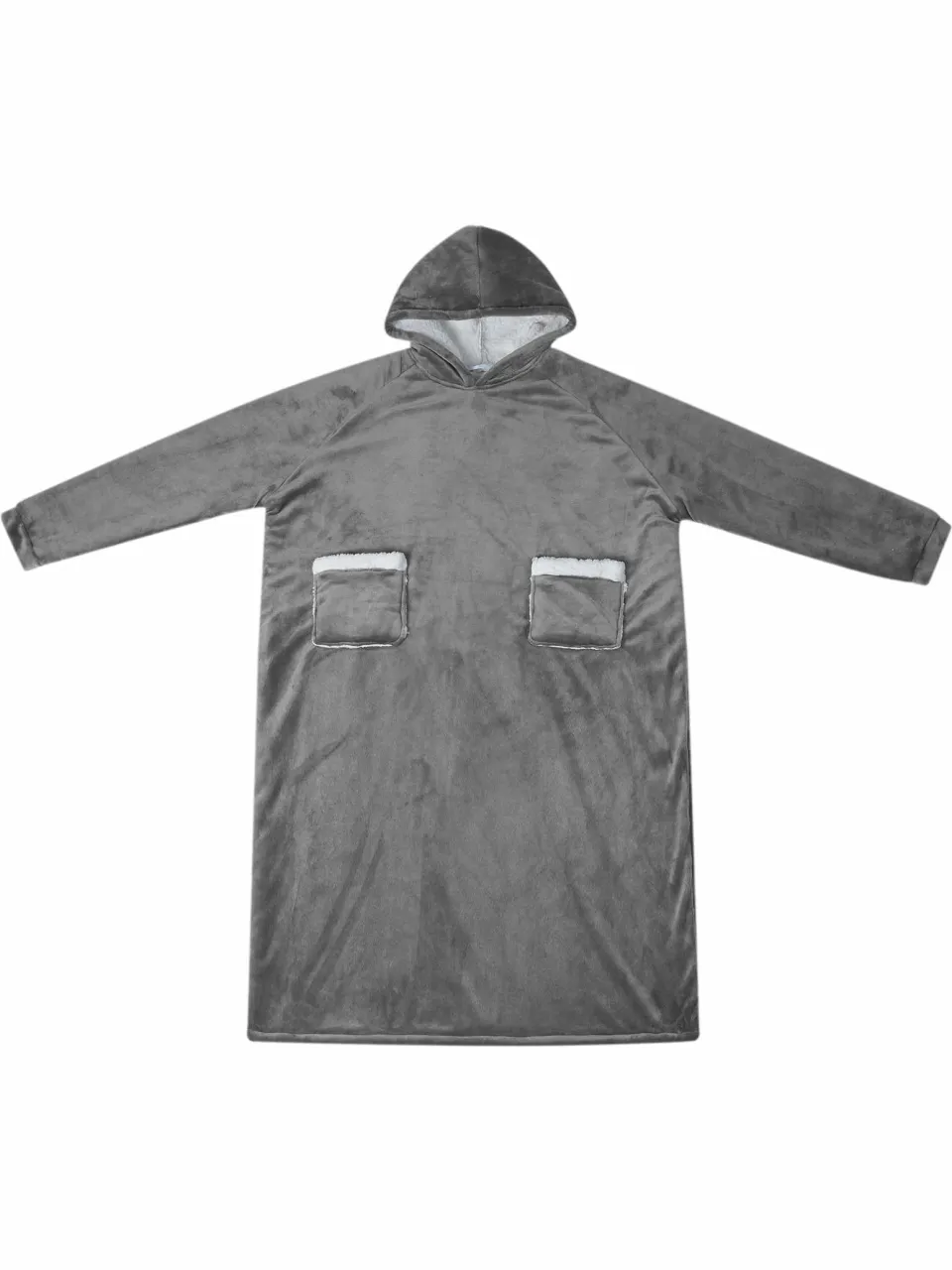 vidaXL Deken hoodie Donkergrijs L Fleece en Flanel grijs, foto 2