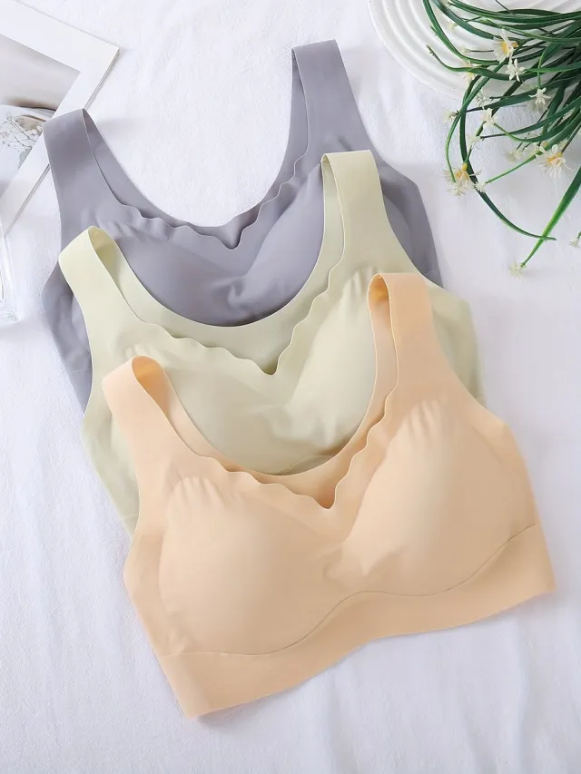 Currero BH Zonder Beugel - Strapless - Zonder Bandjes - Met Voorsluiting - Push-up Bh's - Comfort Beha - Comfortabel - Grote Sluiting - Abrikoos + Groen + Beige