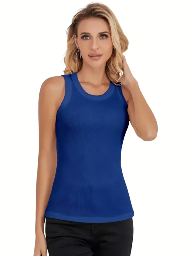 Currero Topje Dames - Top Kleding - Shirt - Blouse - Kort - Volwassen - Blauw