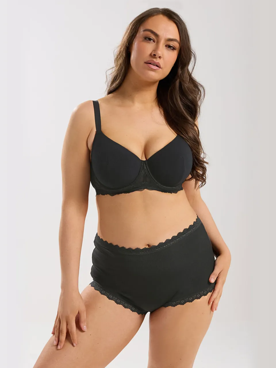 Yours Zwarte Zachte Geribbelde Bh Met Beugel Black