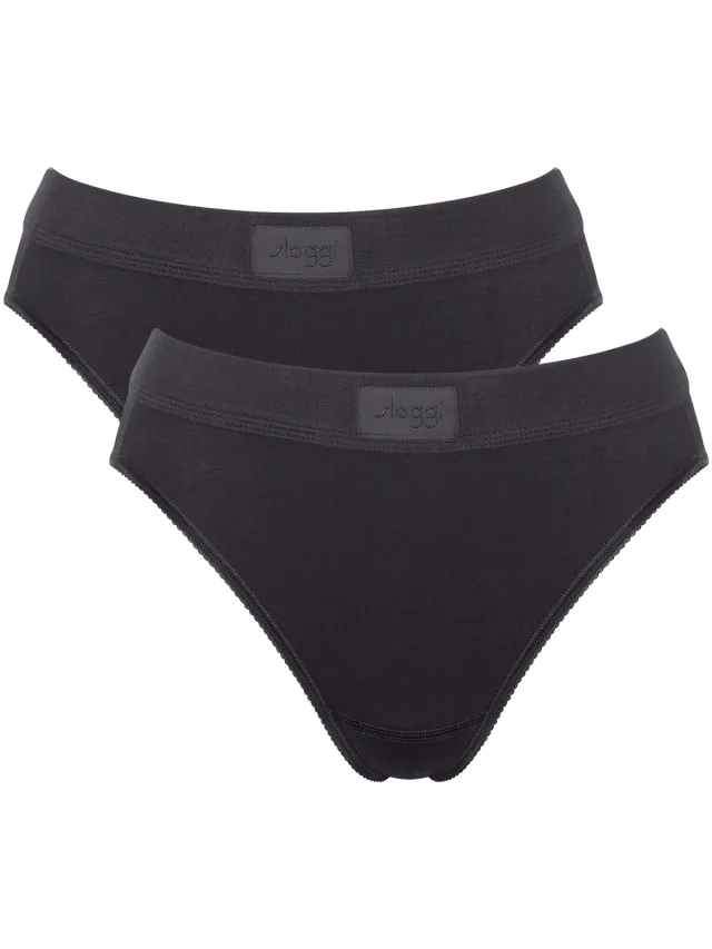 Sloggi Double Comfort taï-slip set van 2 zwart