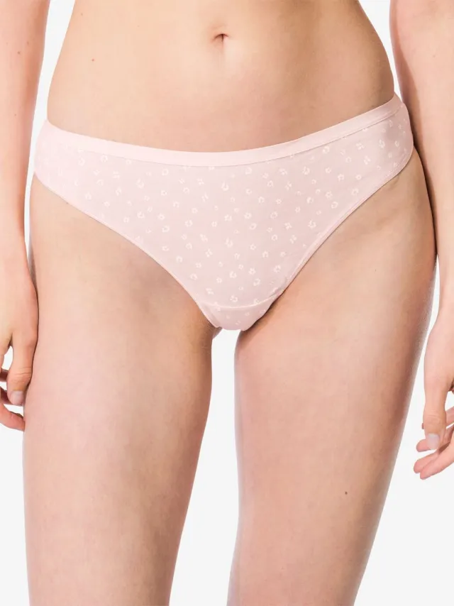HEMA Damesstrings katoen bloemen - 2 stuks lichtroze (lichtroze)