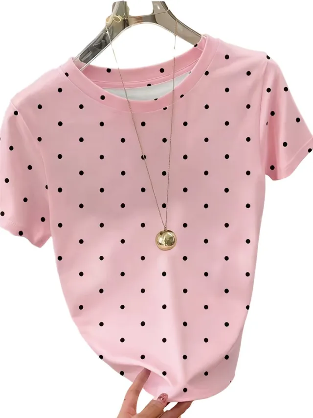 Currero Topje Dames Polkadots - Mouwloze Top - Singlet - Kleding - Shirt - Blouse - Kort - Volwassen - Roze