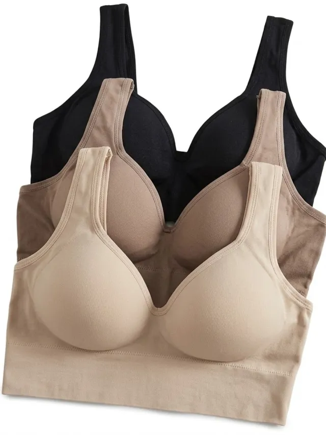 NUVEX Multicolor sport bh set dames maat M – 3 delige draadloze bh set met voorgevormde cups – naadloze fitness bh met brede banden – comfortabele sportbeha voor yoga fitness en dagelijks gebruik