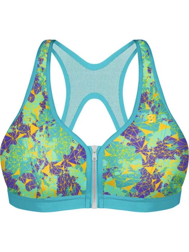 Shock Absorber Active Front Zip Sportbeha Dames - Retro Print Multicolor