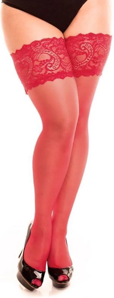Glamory hold up kousen comfort maat 3XL (56/58) rood