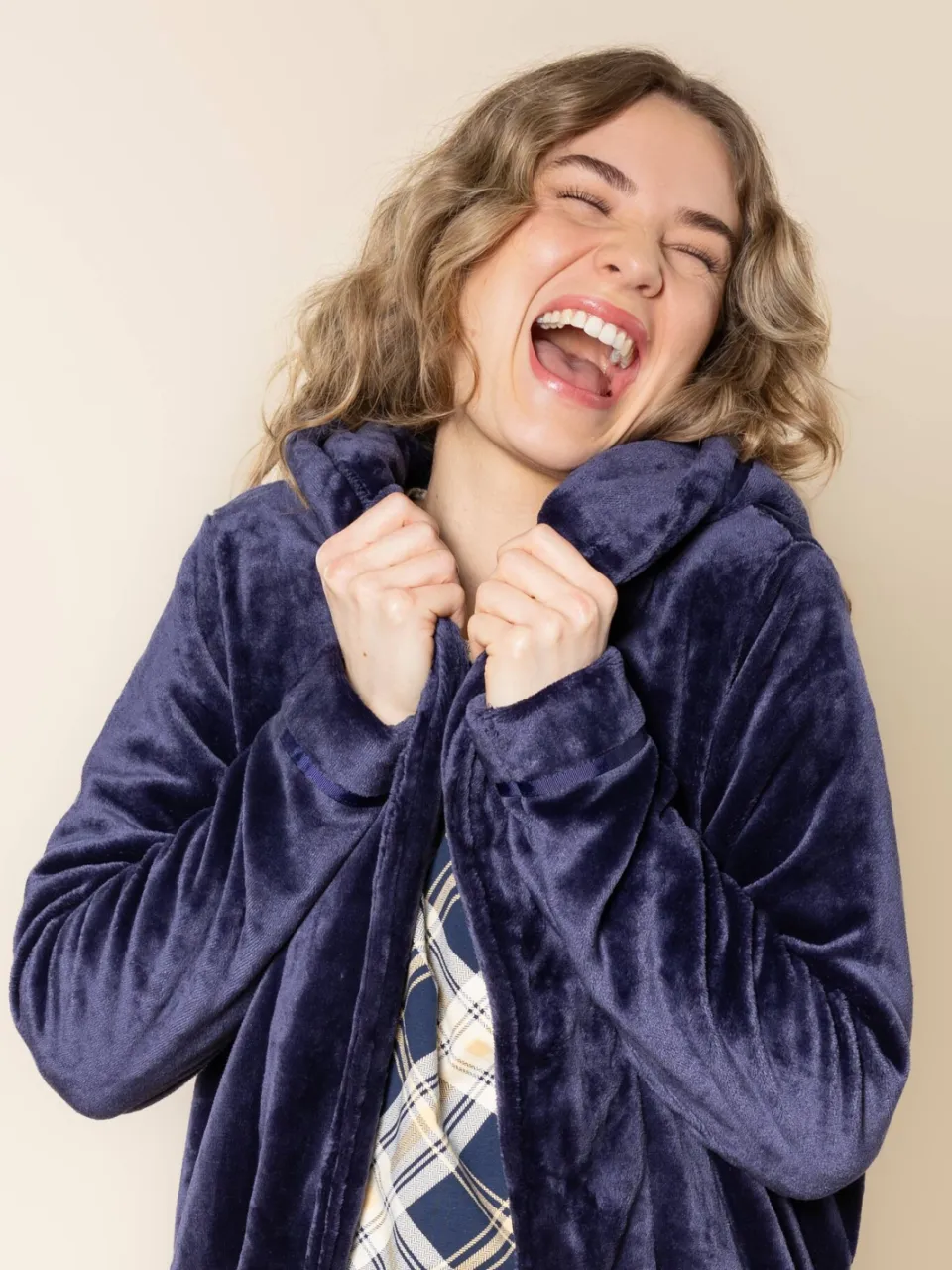Charlie Choe fleece badjas - donkerblauw, foto 5