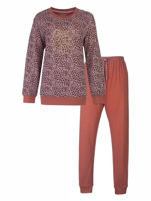 Irresistible Dames Pyjama - Lange Mouwen - Panter Print - Roze