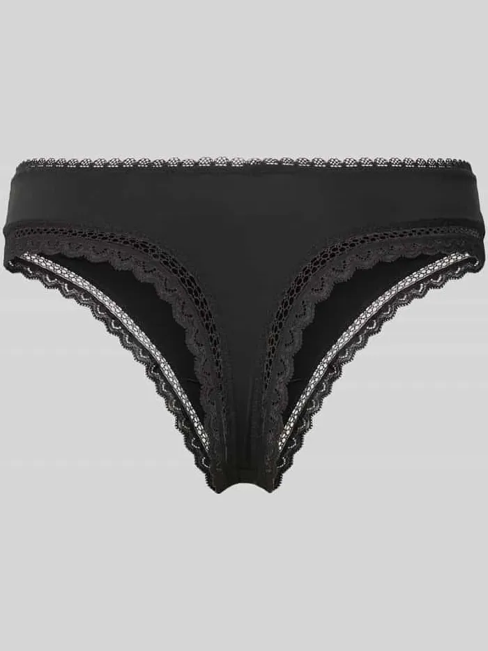 Hugo String met kant, model 'UNIQUE' zwart, foto 2