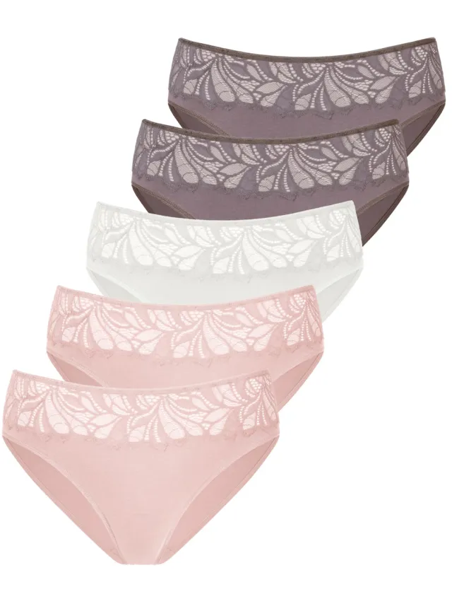 jazzpants slips set van 5 roze/taupe/crème, foto 2