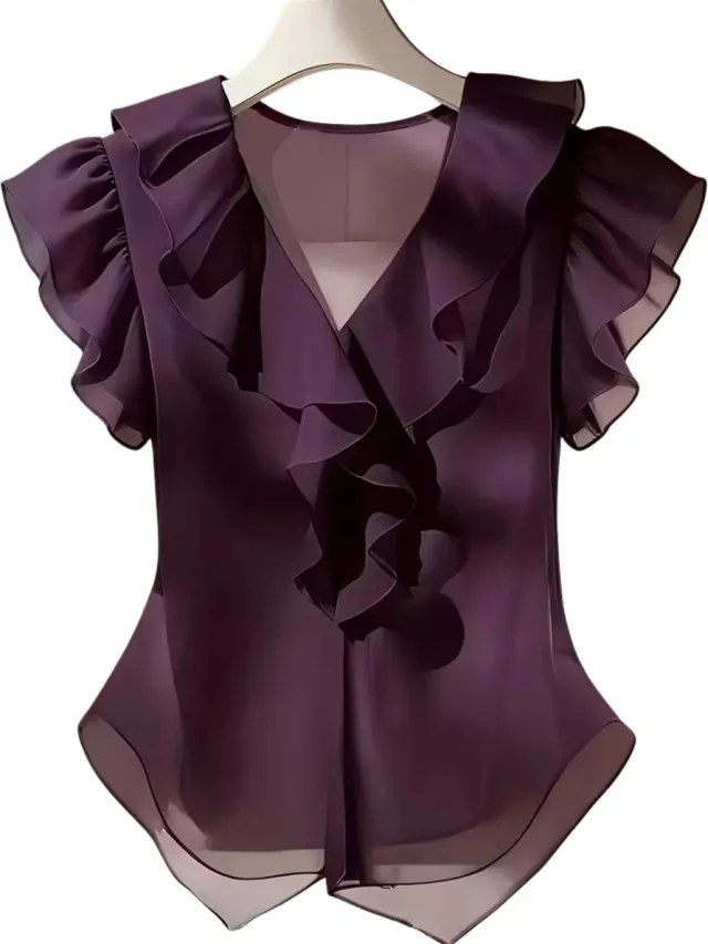 Currero Topje Dames - Top Kleding - Shirt - Blouse - Kort - Volwassen - Paars