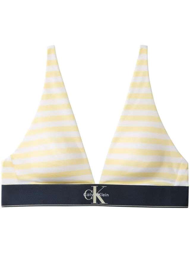 Calvin Klein Lightly Lined Triangle bralette geel gestreept Beige