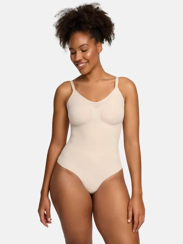 cfab Bodysuit met corrigerende shapewear en slipje - Zandkleur - Corrigerende Body - Naadlos - corrigerend ondergoed dames