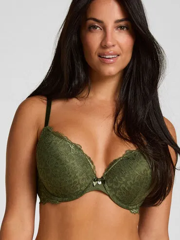 Hunkemöller Voorgevormde push-up beugel bh Marine Groen