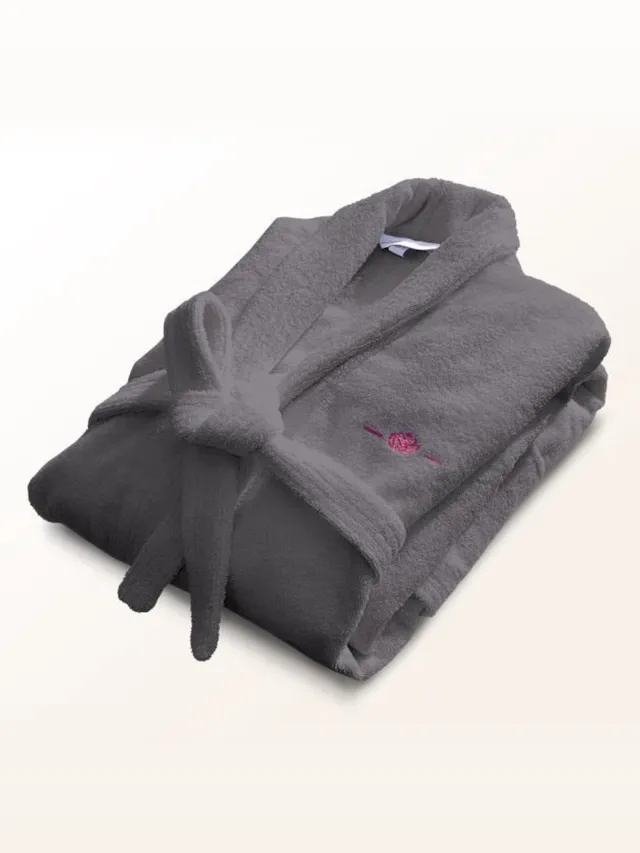 LE TEMPS D'UN BAIN Badjas - BADTIJD - 100% katoen 500 g/m² - Zacht, absorberend, unisex - Donkergrijs