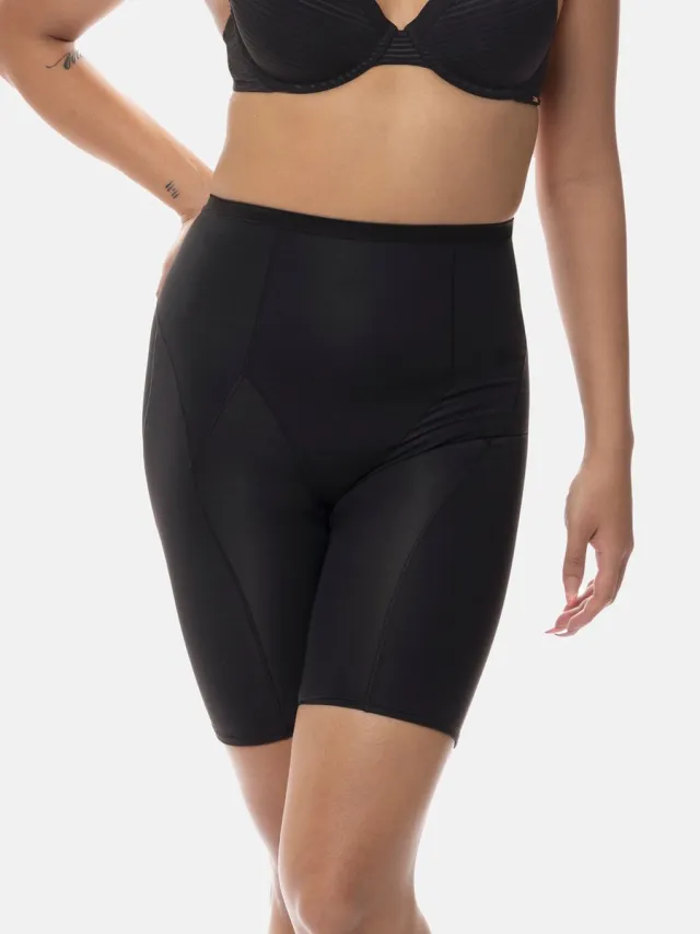 Dorina Corrigerende short lange pijpjes - Medium control - Shapewear boxershort - Anti slip rand - Zwart /