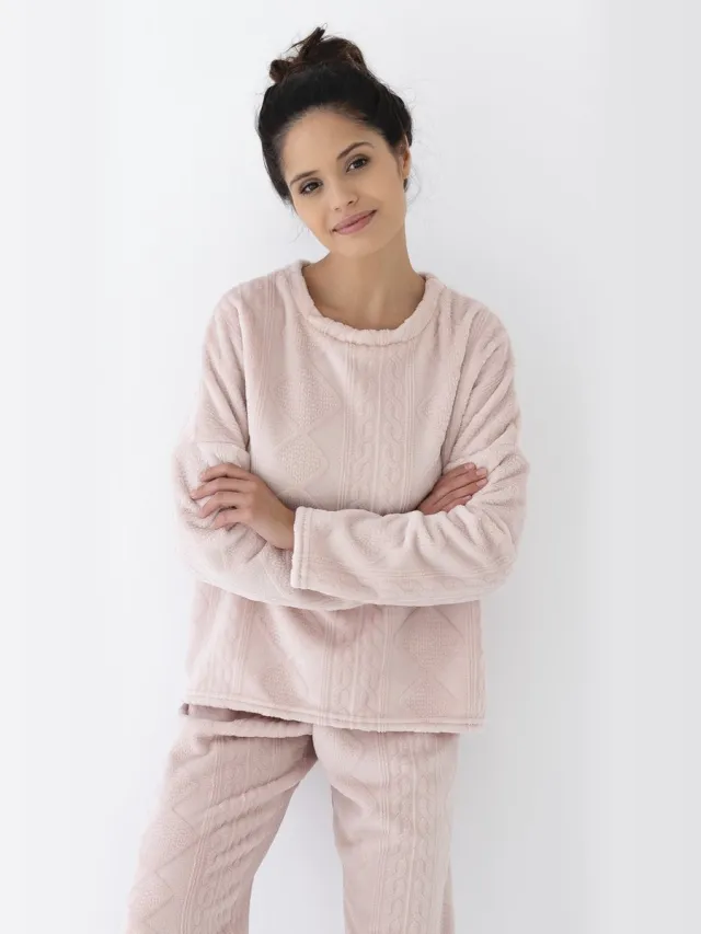 S& Sensis Sensis Warme Dames Pyjama Fleece Roze Ruth 38 /