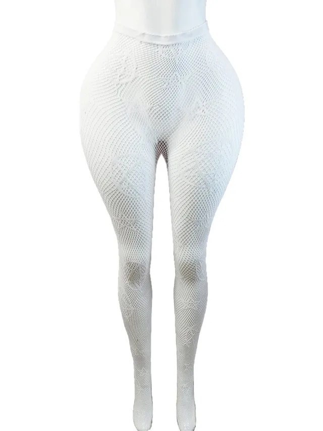 BamBella ® - Panty -Onesize - gaas maillot dunne pantys Dames - Onesize - lingerie van kant wit ster cirkel gothic zwart