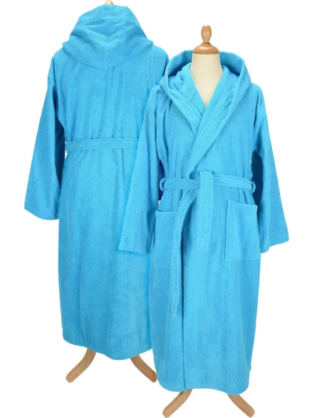 ARTG Robezz - Badjas met Capuchon - 100% Badstof Katoen -Aqua Blue Zeeblauw