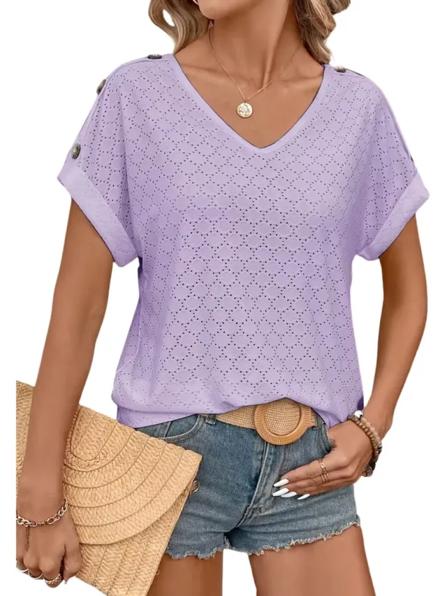 Currero Topje Dames - Top Kleding - Shirt - Blouse - Kort - Volwassen - Paars