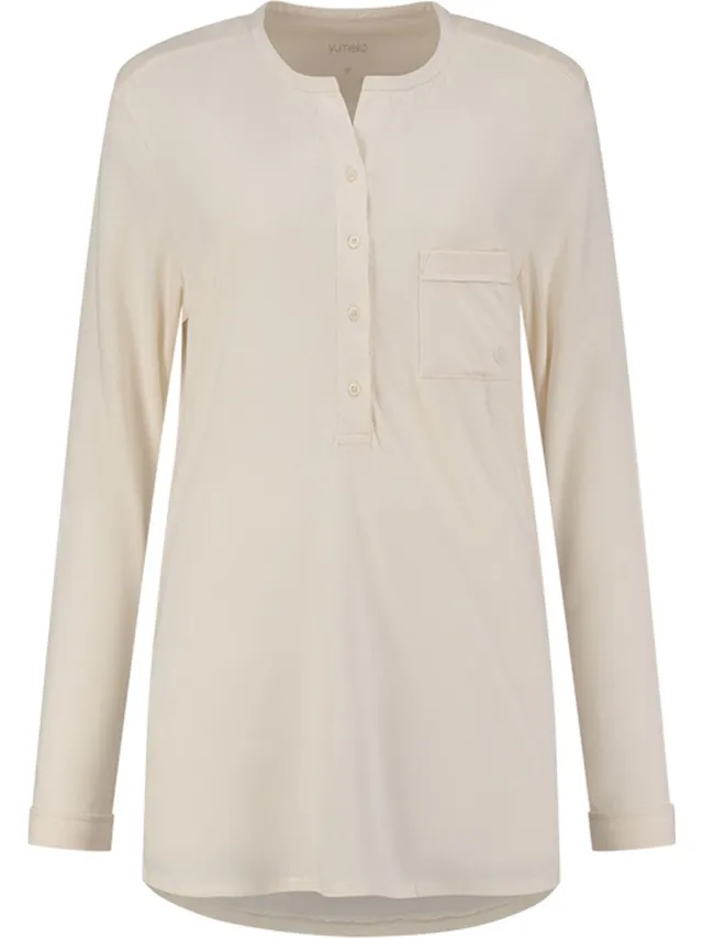 Yumeko pyjamashirt dames jersey sunrise wit m Sunrise White