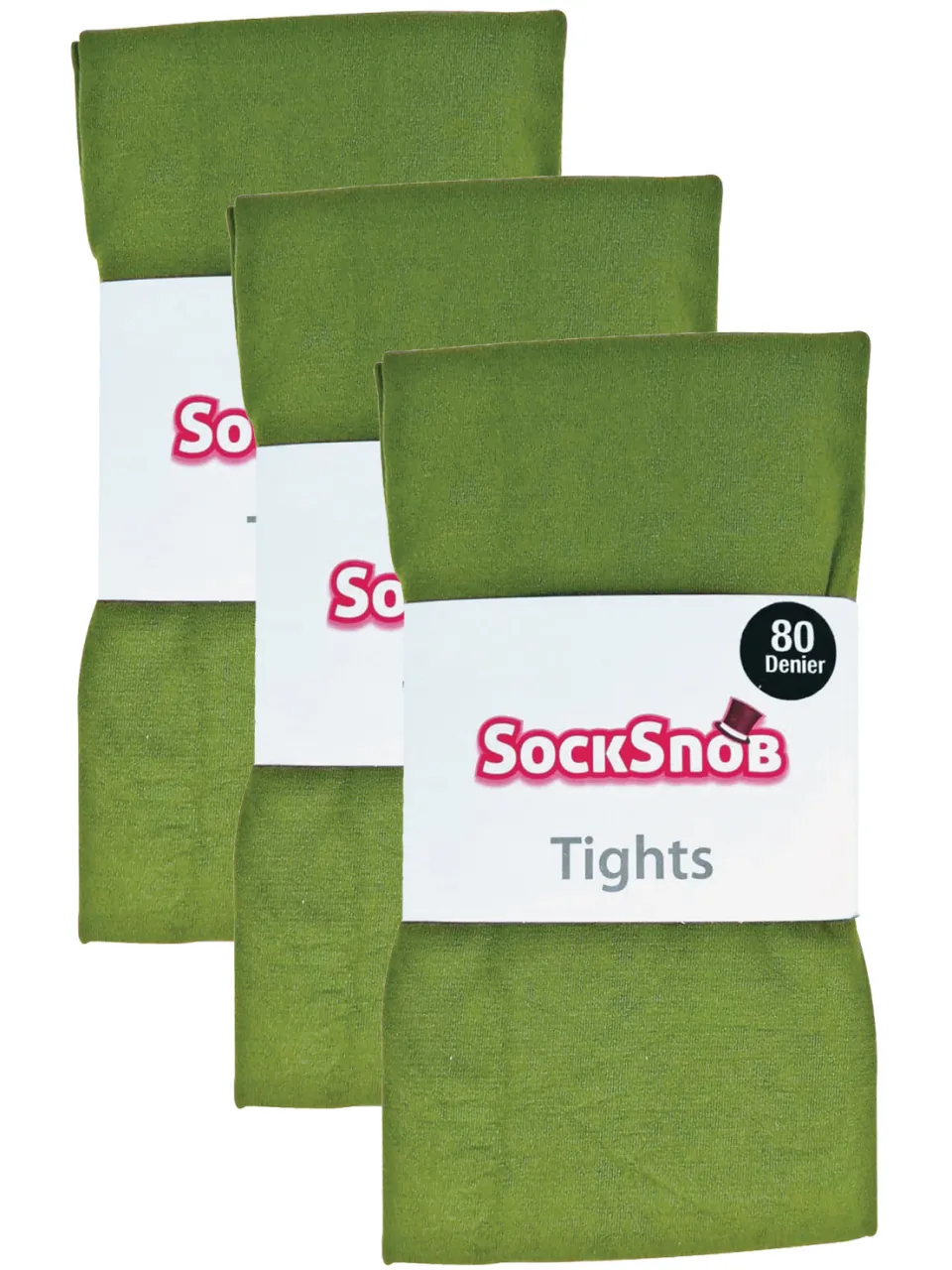 Sock Snob 3 paar dames gekleurde ondoorzichtige 80 denier panty's - Khaki, foto 2