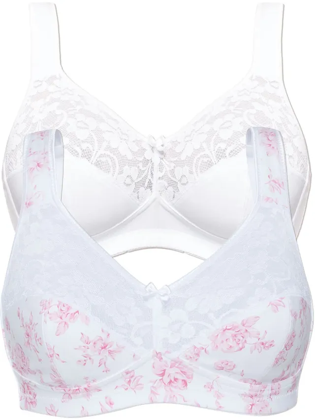 Susa BH zonder beugel katoen Susa | duo pak | Wit en wit-roze wit en wit rose