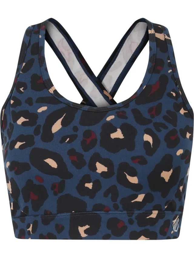Dare 2b Dames/Dames Swift II Sportbeha met dierenprint (Maanlicht Denim) Marineblauw/Blauw