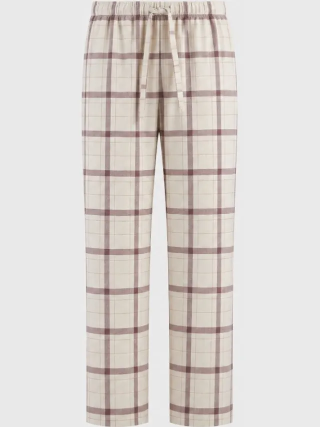 Yumeko pyjamabroek dames flanel mauve check l