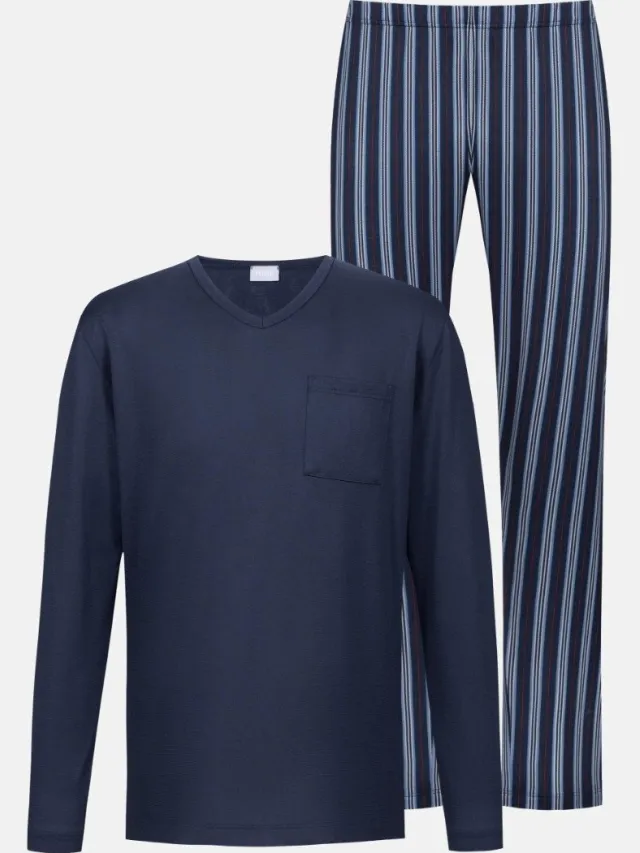 Mey Tweedelige Pyjama Seriously Stripes Heren 2240106 668 yacht blue Meerkleurig