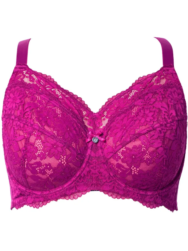 Ulla Popken Dames - Beugelbeha kant zachte cups - Bes