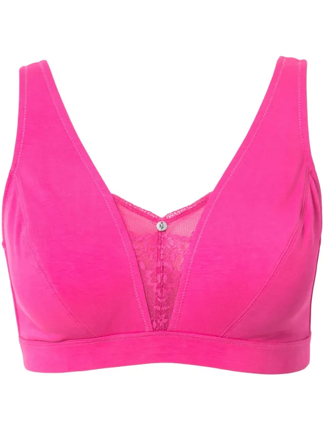 Ulla Popken Dames - Bralette kantinzet zonder beugel - Roze