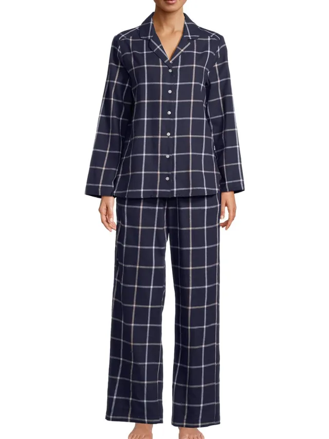 Seidensticker Dames pyjama Classic Flanell navy