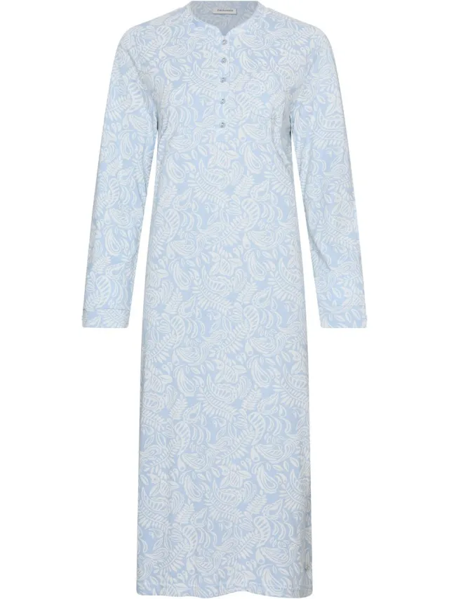 Pastunette Nachthemd - Soft Paisley - Katoen - Blauw/Wit