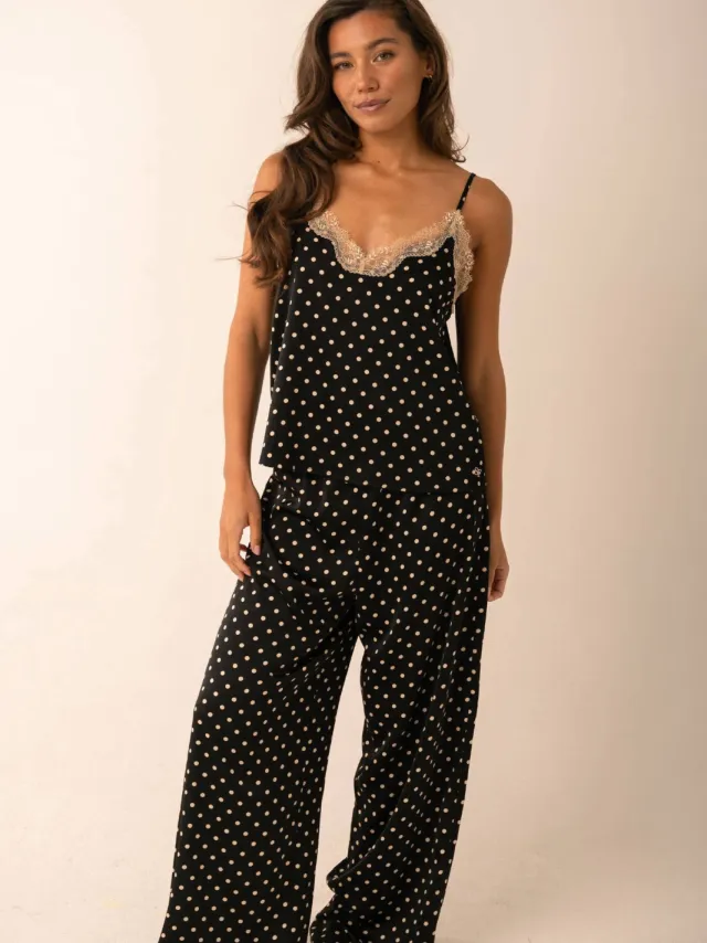 Sam Friday satijnlook pyjamabroek - zwart/wit