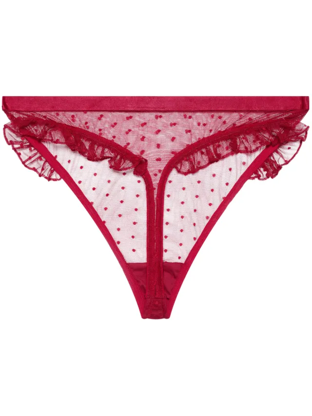 Yours Rode Geborduurde Mesh String-52 Red