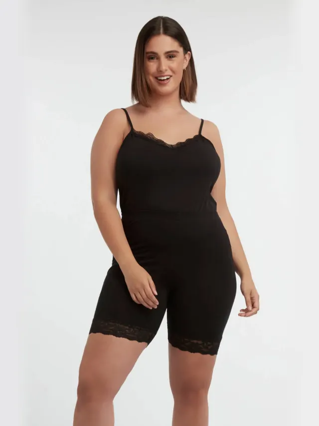 MS Mode biker short met kant zwart