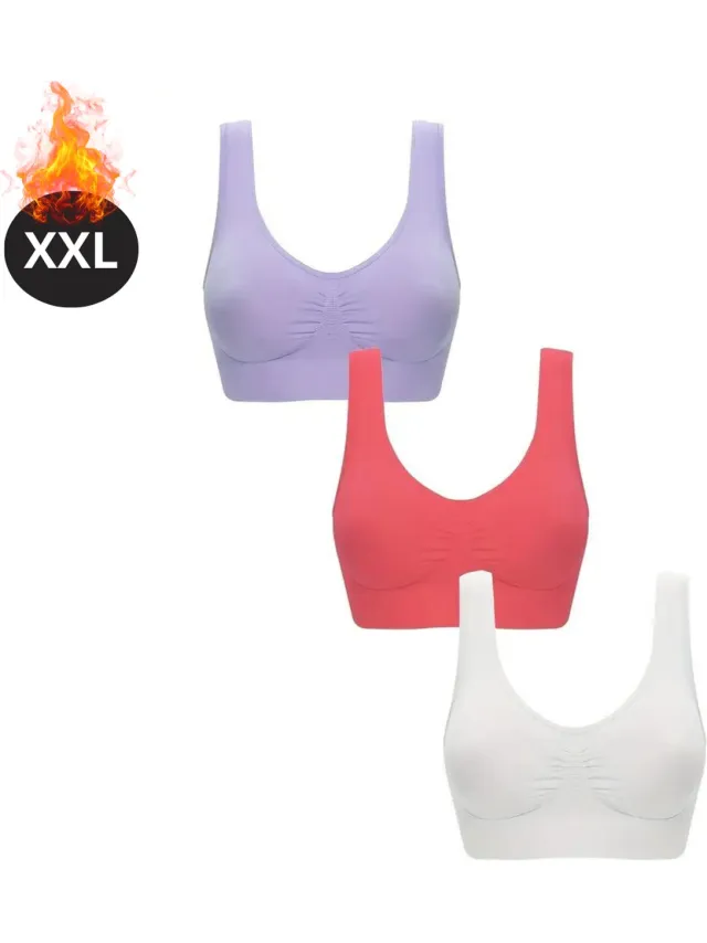 Bovista BH Set Zonder Beugel - Zonder Bandjes - Push-up Bh's - Comfort Beha - Comfortabel - Sterk - Dames - 3 Pack - Gemengd 9