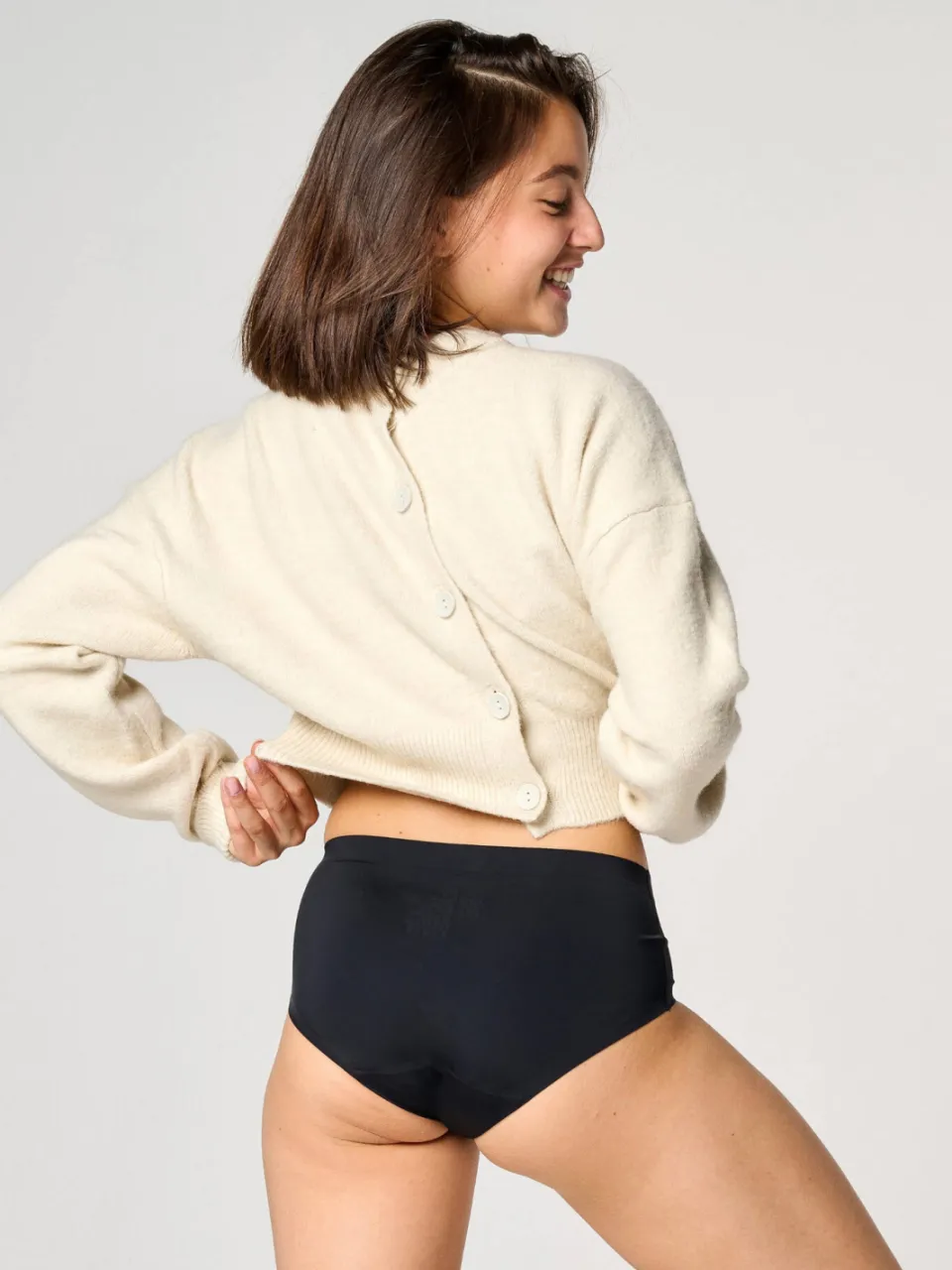 Moodies Undies medium/sterk absorberende seamless menstruatieslip zwart, foto 4