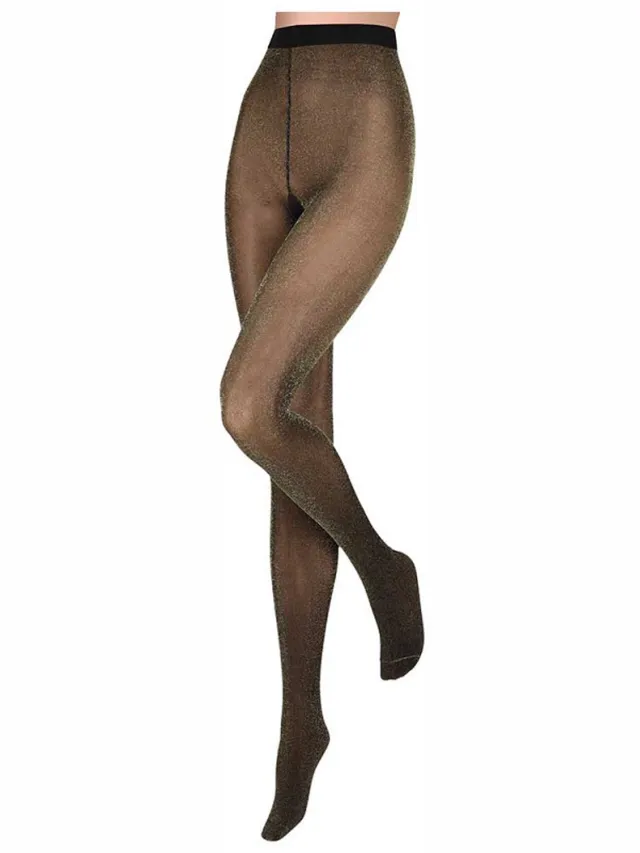 Sarlini Glitter panty zwart met lurex glitters kleur: zilver maat: Zwart met zilver