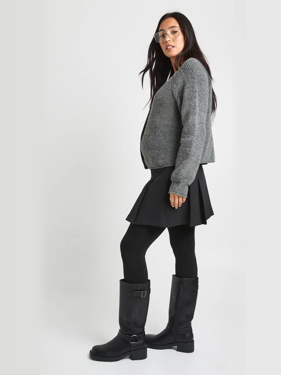 boohoo Dames Zwangerschaps thermische buikondersteunende fleece gevoerde tights zwart, foto 2